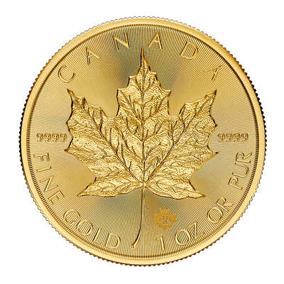 A picture of a 1 oz Gold Maple Leaf Coin (2024)